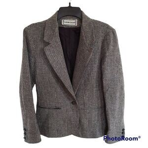 Bobbie Brooks Blazer Classic Vintage Multi Color Blue and Gray Tweed Lined VTG